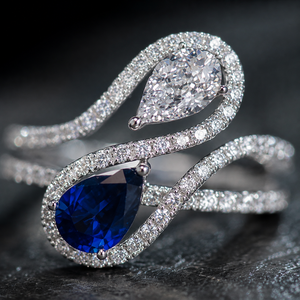 Anello con Zircone Blu a Goccia per Uomo e Donna, Gioiello da Dito alla Moda - Product Image 5