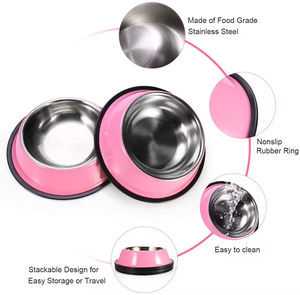 2025 Atacado Eco-Friendly Grande Cat Food <span class=keywords><strong>Bowl</strong></span> Montado <span class=keywords><strong>Dog</strong></span> <span class=keywords><strong>Bowl</strong></span> Non-Slip Aço Inoxidável Pet Supplies com Amor Estilo - Product Image 3