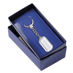 Llavero de cristal con colgante octogonal transparente y cadena plateada - Product Image 3