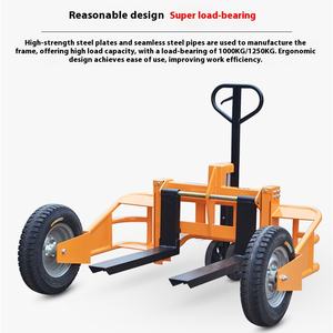 Hoular 1 tonne chariot élévateur manuel grande <span class=keywords><strong>roue</strong></span> <span class=keywords><strong>gonflable</strong></span> bon <span class=keywords><strong>transpalette</strong></span> hors route camion à main hydraulique pour la montagne hors route - Product Image 4