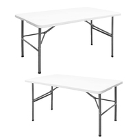 Table de fête portable de 4 pieds en gros Table en plastique HDPE blanche pour l'extérieur
