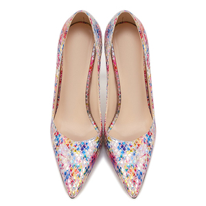 Escarpins de soirée sexy à talons aiguilles fins dorés pour femmes, grande taille 45, avec empeigne colorée, pour pieds larges - Product Image 5