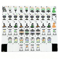 Fichas de Mahjong Americanas de Acrílico Blanco Brillante, 166 Piezas, Ecológicas, Temática de Halloween: Sombrero de Bruja, Búho, Araña