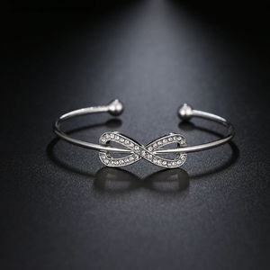Benutzer definierte Frauen Kristall Pfirsich Herz Open Charm Armreif Mädchen Armband Set Multilayer Infinity Full Diamond Herz Armband - Product Image 4