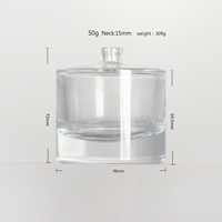 Flacon de parfum en verre transparent à fond épais de 50g, flacon diffuseur rond vide, conteneur d'emballage d'arômes de luxe avec logo personnalisé