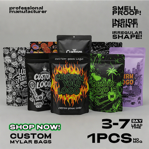 Custom Printed 3.5g 7g 14g 28g 35g 1oz 1lb Ziplock Stand up Pouch Heat <b>Seal</b> Resealable Mylar <b>Bags</b> - Product Image 2