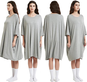 Bata térmica de bambú tejida de talla grande para <span class=keywords><strong>mujer</strong></span>, de fábrica china, ropa de dormir extragrande para verano, camisones para ver televisión - Product Image 1