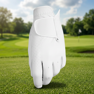 Goatskin Leather Golf <b>Glove</b> Right Hand Breathable White Pull On Sports Training Practice Custom Logo Premium <b>Grip</b> - Product Image 3
