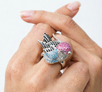 Nouvelle Bague Créative Robin Oiseau en Laiton Massif, Entièrement Pavée de Zircons Cubiques, Bijou Animalier Tendance pour Femme