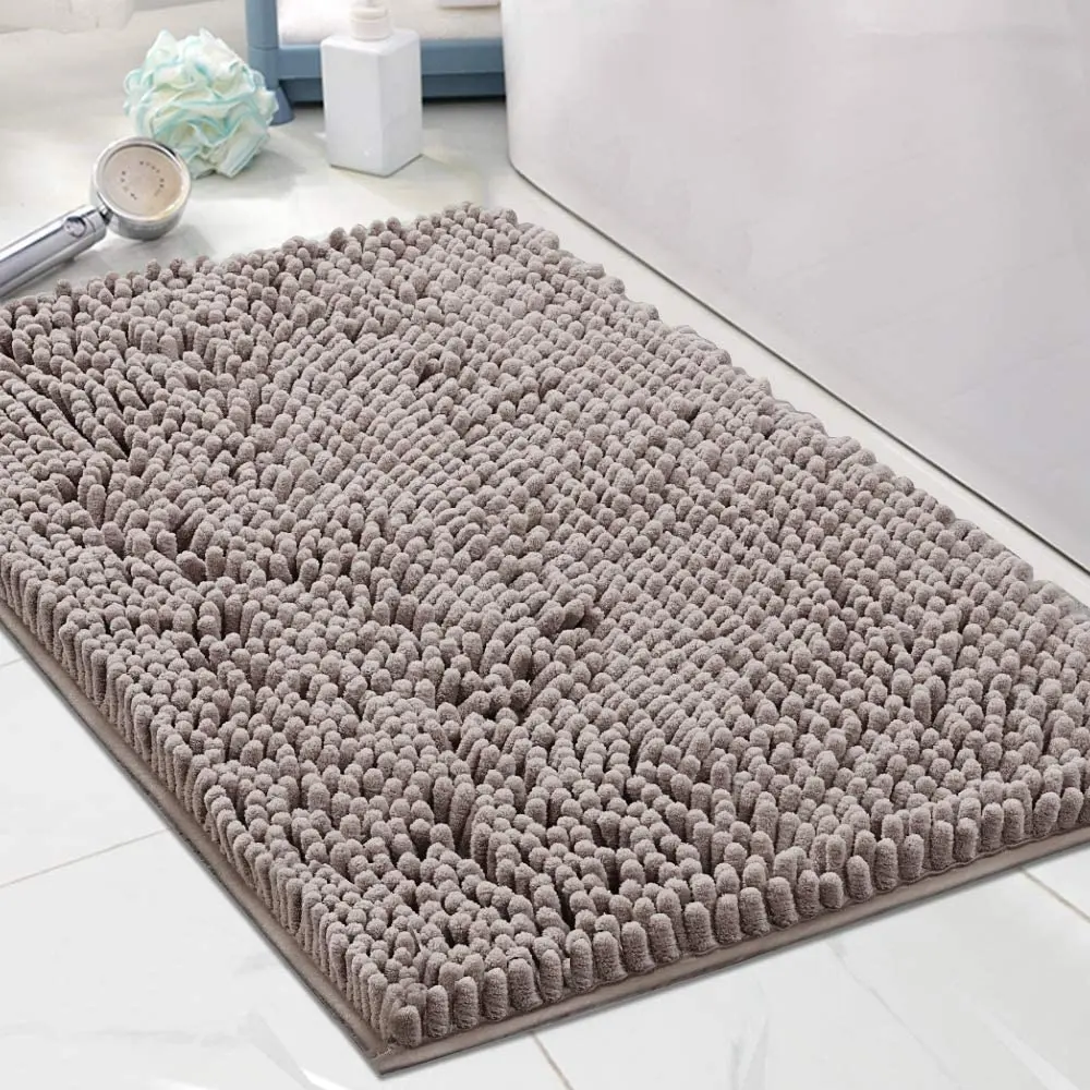 Tapis de porte et tapis Chenille tapis de bain tapis de toilette pour salle de bain tapis de cuisine tapis de chambre à coucher sol rectangulaire moderne couleur unie