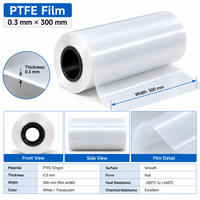 Rouleau de film PTFE 0,3 mm * 300 mm, film PTFE vierge découpé, résistant aux hautes températures, aux produits chimiques et à l'isolation électrique