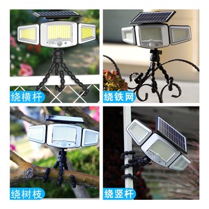 Lámpara de Pulpo Solar con Tres Cabezas, Sensor de Movimiento, Impermeable, Luz de Pared Exterior para Jardín y Patio - Product Image 2