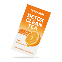 Lifeworth Private Label Citrus Clean Tea Régime de désintoxication aux herbes pour perdre du poids rapidement Détestez les vitamines grasses pour adultes Boîte