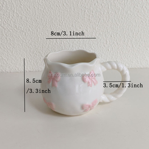 <span class=keywords><strong>Tazza</strong></span> in ceramica <span class=keywords><strong>rosa</strong></span> creativa con Design Bowknot goffrato <span class=keywords><strong>tazza</strong></span> da caffè da 330ml per uso quotidiano e regali - Product Image 3