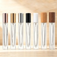 Flacon de parfum en verre de 10 ml, cylindrique, carré, flacon pulvérisateur, échantillon premium, rechargeable, sérigraphié, emballage en boîte