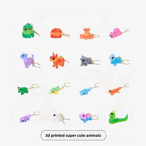 Porte-clés animal imprimé en 3D, pendentif articulé et mobile, figurine miniature mignonne, accessoires de décoration de bureau - Product Image 1