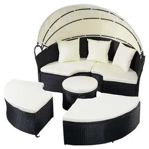 Set di divani rotondi componibili in Rattan impermeabile con tavolo e sedia da Patio per piscina con veranda da giardino in giardino