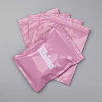Sac refermable rose de haute qualité, réutilisable, à fond plat, en PE, avec fermeture éclair, pour le stockage d'aliments et de bonbons