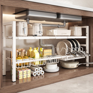 Sea Shark Extendable Kitchen Sink <b>Rack</b> Stainless Steel Multi Functional Cookware Storage For Cabinet Tiered Organization - Product Image 1