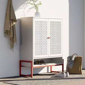 Armoire à chaussures <span class=keywords><strong>murale</strong></span> à 2 portes en acier, fine vitrine en métal, étagère à chaussures pour salon, sous-sol, chambre, placard <span class=keywords><strong>et</strong></span> couloir, vente en gros - Product Image 4