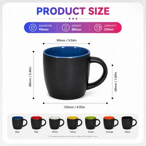 แก้วกาแฟเซรามิกสีขาวด้าน ขนาด 12 ออนซ์ พร้อมหูจับ สีดำด้านด้านใน สำหรับแจกเป็นของขวัญส่งเสริมการขายทางธุรกิจ - Product Image 3
