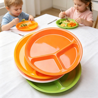 Assiettes à dîner divisées en mélamine biodégradable écologiques et sûres avec 3 compartiments, lavables au lave-vaisselle, réutilisables pour adultes et enfants