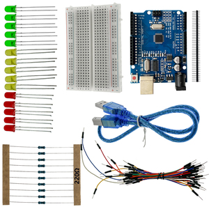 CH340G <span class=keywords><strong>Arduino</strong></span> UNO R3 Starter Kit مع المصابيح نقطة اللوح لتعليم الإلكترونيات - Product Image 1