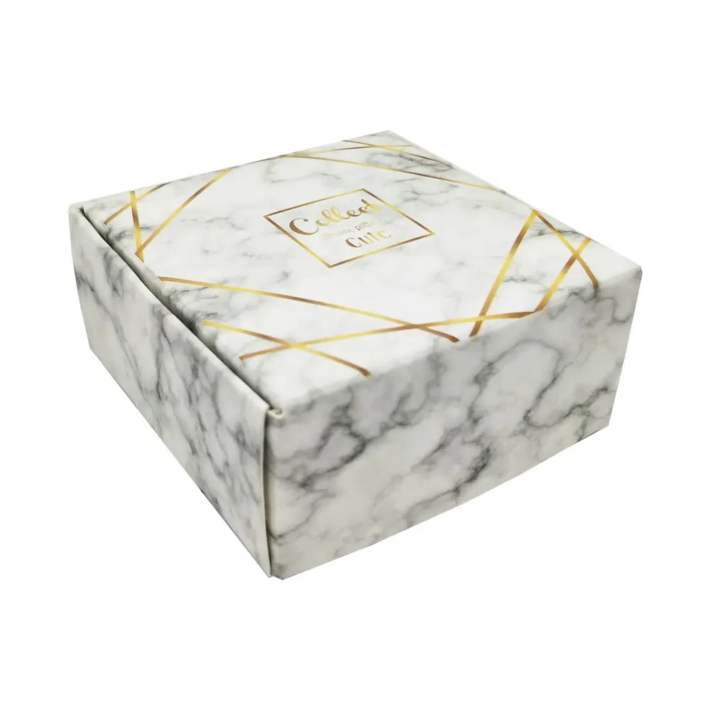 Scatola per aereo fustellata regalo in marmo quadrato di carta bianca personalizzata