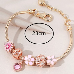 <span class=keywords><strong>Bracciale</strong></span> <span class=keywords><strong>con</strong></span> ciondolo a cuore in cristallo placcato oro di alta qualità <span class=keywords><strong>con</strong></span> ciondolo a cuore <span class=keywords><strong>rosa</strong></span> regolabile per donne e ragazze - Product Image 3
