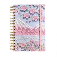 Nouveau carnet A5 2025 personnalisé, série fleurs peintes à l'huile, couverture en cuir, reliure spirale détachable, fournitures de bureau et scolaires