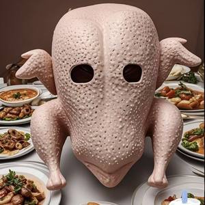 Masques de déguisement en latex souple Cyou, motif dinde amusant pour Halloween, pour adultes, livraison rapide - Product Image 4