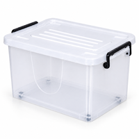 Boîte de rangement pour salon et chambre à coucher, vente en gros, conteneur en plastique transparent de 15 L, couvercle amovible