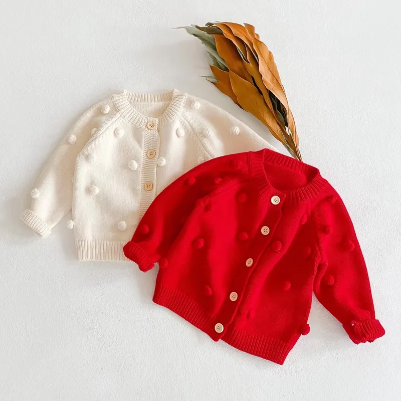 Primavera e autunno versatile per bambine e bambine cappotto fatto a mano in maglia di cotone a maniche lunghe vestiti di capodanno
