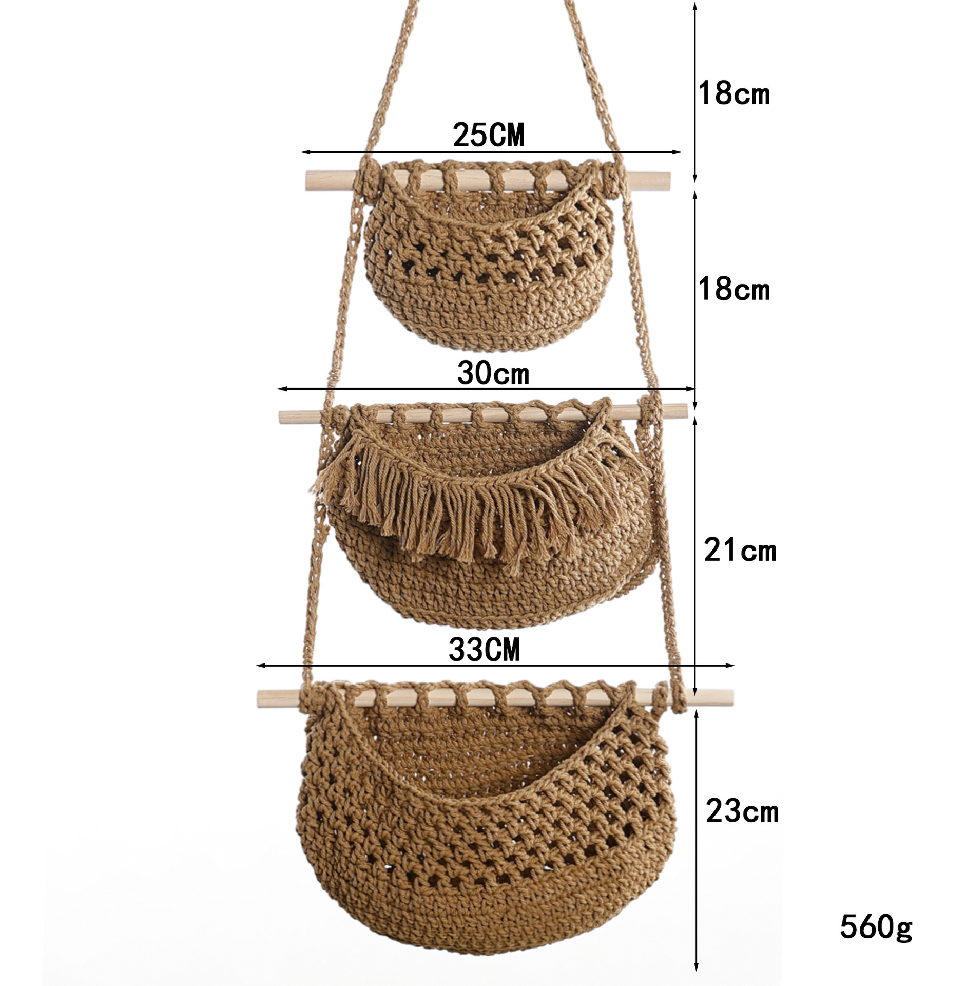 Corde de coton marron avec pompons