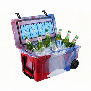 Glacière portable robuste en plastique PE à roulettes <span class=keywords><strong>de</strong></span> 55 QT, glacière moderne rotomoulée, congélateur, personnalisable, thermique, étanche aux fuites, pour aliments - Product Image 1