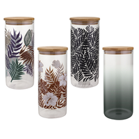 Ensemble de bocaux de rangement cylindriques en verre modernes de 400-500 ml avec couvercles en bambou, hermétiques, sans BPA, empilables, pour l'organisation de la cuisine