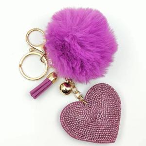 Porte-clés BeRich mignon et doux, design en peluche 3D en relief, pompon, crème glacée, pour femmes, sacs, voitures - Product Image 5