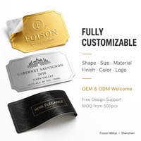 Autocollant métallique en nickel électroformé, logo personnalisé pour flacon de parfum et verre à vin, fournisseur en gros, directement de l'usine