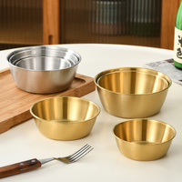 Yurtrain Bol en métal doré en acier inoxydable de style coréen Stockage jetable en gros de haute qualité pour soupe de riz et Kimchi
