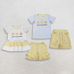 Conjunto de Ropa de Verano para Niños al por Mayor, Estampado 'You Are My Sunshine', Conjuntos Combinados para Hermanos - Product Image 4