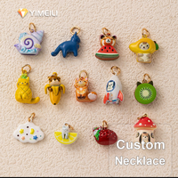 YIMEILI & Dessins animés Fruits et légumes Animaux Navette spatiale Pendentif émaillé 3D peint à la main Breloque pour bracelet et collier DIY