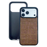 Étui de téléphone en cuir PU grain crocodile pour iPhone 18Pro, avec protection de l'objectif surélevée, résistant à l'usure, antichoc, protection intégrale