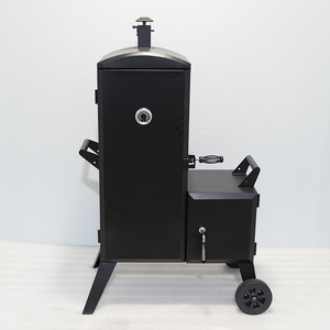 Vertical Charcoal Smoker Grill With Trolley And Temperature Gauge For Outdoor BBQ Cooking - Product Image 2