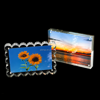 Cadre photo magnétique en acrylique transparent effet miroir, double panneau, 2x6 pouces, pour affiche murale, format personnalisable, bord festonné, 4x6 pouces