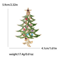 Broche Arbre de Noël Créative en Alliage de Zinc Émaillé avec Pierres Naturelles et Strass, Style Européen et Américain, pour Mariage et Vêtements