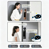 Glomarket Serrure de porte intelligente Tuya WiFi 3D avec reconnaissance faciale et veineuse, commande vocale IA, empreinte digitale, mot de passe, double écran, interphone vidéo et caméra pour la maison