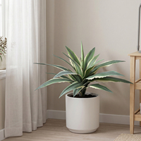 Feuilles d'Agave à toucher réel, 48 cm, tige de fixation renforcée pour aménagement paysager et jardinières