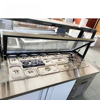 Réfrigérateur à salade professionnel de haute qualité en acier inoxydable à température unique avec couvercle en verre, 2 portes, dégivrage automatique, numérique
