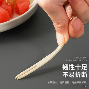Juego de tenedores de bambú para frutas, 800 piezas, desechables, naturales, para fiestas, aperitivos, postres y pasteles - Product Image 3