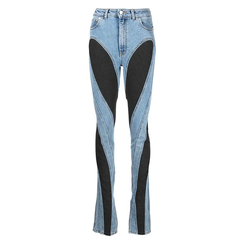 TWOTWINSTYLE Sexy Spring Collision Color Patchwork Hit Color Women's Denim Pants Skinny Jeans 2023
